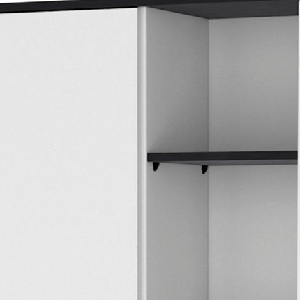 67" Black And White Wood Pantry Or Storage Closet