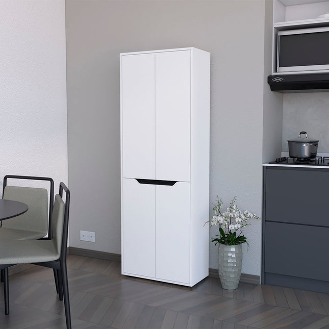 67" Black And White Wood Pantry Or Storage Closet