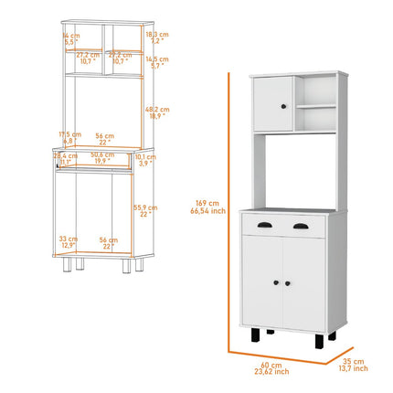 67" White Wood Pantry Or Storage Closet