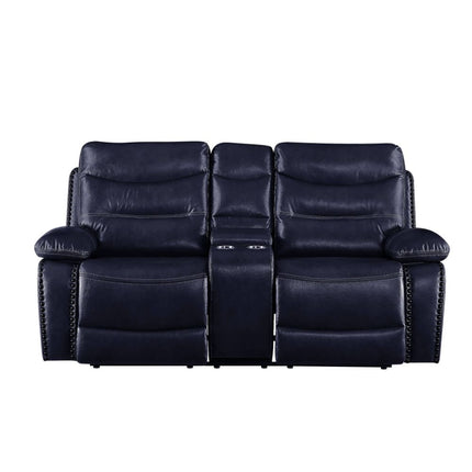 ACME 55371 Aashi Loveseat with Console (Motion), Navy Leather-Gel Match