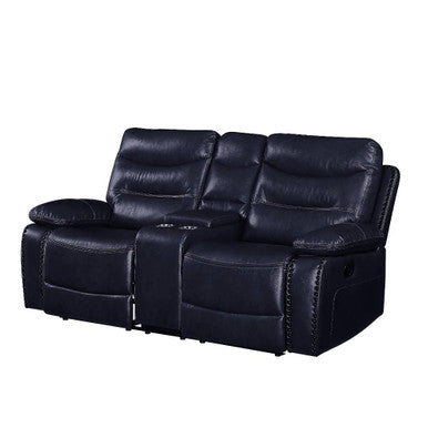 ACME 55371 Aashi Loveseat with Console (Motion), Navy Leather-Gel Match ACME Furniture