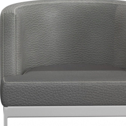 Gray and Silver Slipcovered Faux Leather Wing Back Dining Side Chair HomeRoots