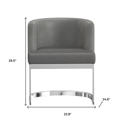 Gray and Silver Slipcovered Faux Leather Wing Back Dining Side Chair HomeRoots