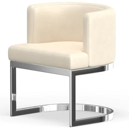 White and Silver Faux Leather Wing Back Dining Side Chair HomeRoots