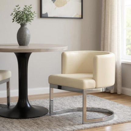 White and Silver Faux Leather Wing Back Dining Side Chair HomeRoots