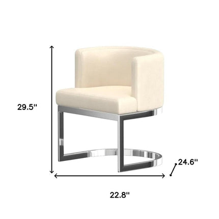White and Silver Faux Leather Wing Back Dining Side Chair HomeRoots