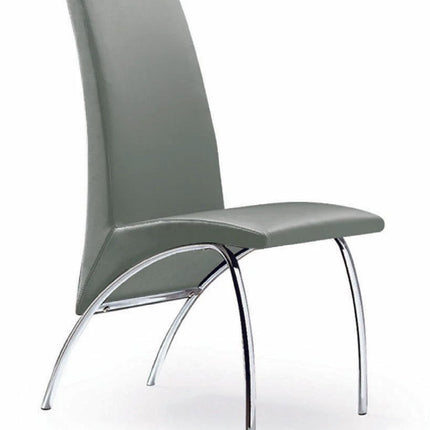Set of Two Gray and Silver Upholstered Faux Leather Dining Side Chairs HomeRoots