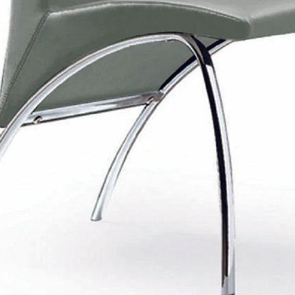 Set of Two Gray and Silver Upholstered Faux Leather Dining Side Chairs HomeRoots