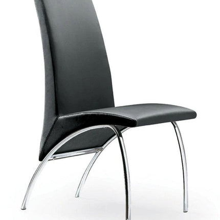 Set of Two Black and Silver Faux Leather Dining Side Chairs HomeRoots
