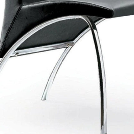 Set of Two Black and Silver Faux Leather Dining Side Chairs HomeRoots
