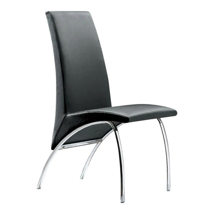 Set of Two Black and Silver Faux Leather Dining Side Chairs HomeRoots