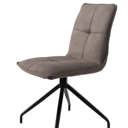 Set of Two Dark Brown and Black Fabric Swivel Dining Side Chairs HomeRoots