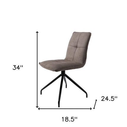 Set of Two Dark Brown and Black Fabric Swivel Dining Side Chairs HomeRoots