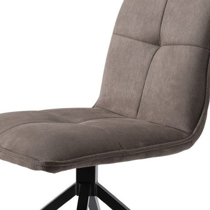 Set of Two Dark Brown and Black Fabric Swivel Dining Side Chairs HomeRoots