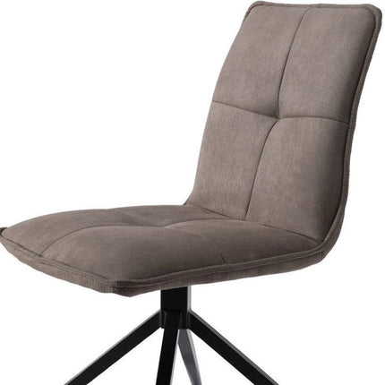 Set of Two Dark Brown and Black Fabric Swivel Dining Side Chairs HomeRoots