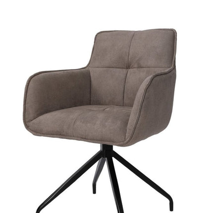 Dark Brown and Black Fabric Swivel Dining Arm Chair HomeRoots