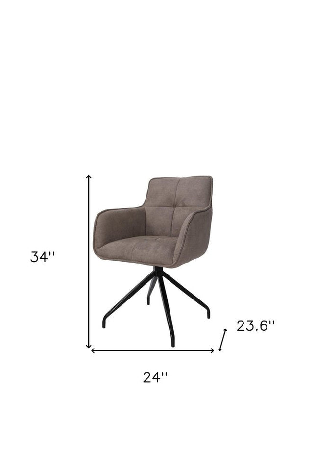 Dark Brown and Black Fabric Swivel Dining Arm Chair HomeRoots