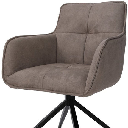 Dark Brown and Black Fabric Swivel Dining Arm Chair HomeRoots