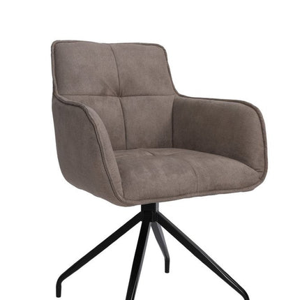Dark Brown and Black Fabric Swivel Dining Arm Chair HomeRoots