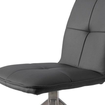 Set of Two Gray and Silver Faux Leather Swivel Dining Side Chairs HomeRoots