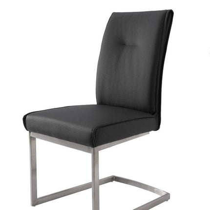 Set of Two Gray and Silver Faux Leather Dining Side Chairs HomeRoots