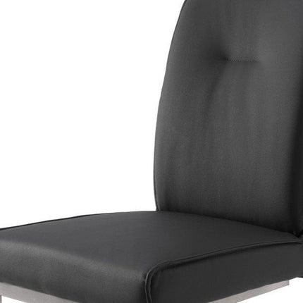 Set of Two Gray and Silver Faux Leather Dining Side Chairs HomeRoots