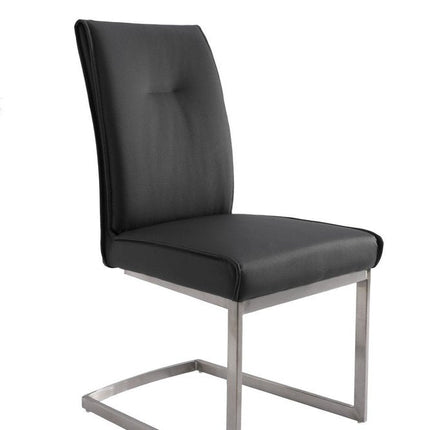 Set of Two Gray and Silver Faux Leather Dining Side Chairs HomeRoots