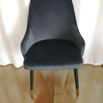 Set of Two Gray and Black Fabric Dining Side Chairs
