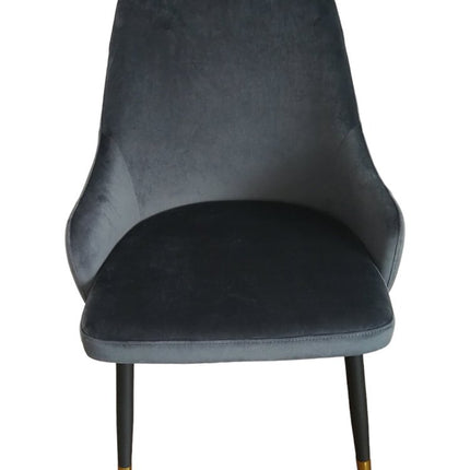 Set of Two Gray and Black Fabric Dining Side Chairs