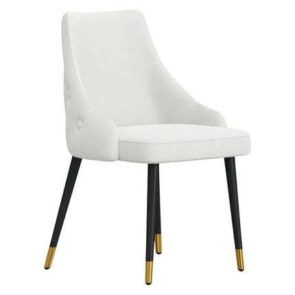 Set of Two White and Black Fabric Dining Side Chairs
