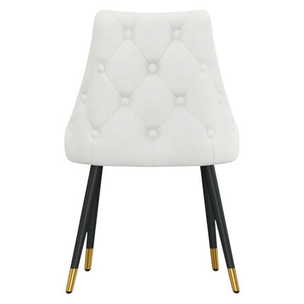 Set of Two White and Black Fabric Dining Side Chairs