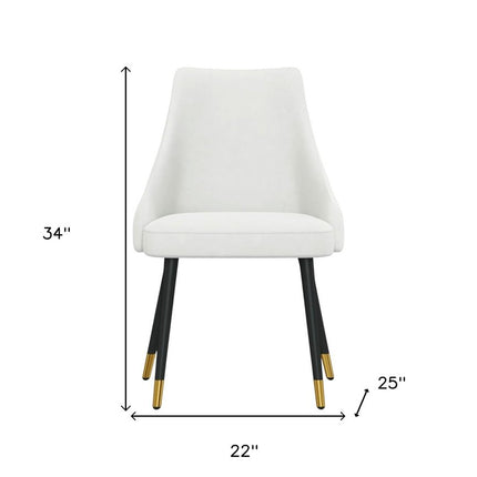 Set of Two White and Black Fabric Dining Side Chairs