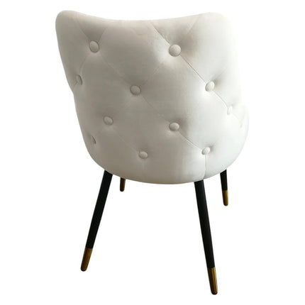 Set of Two White and Black Fabric Dining Side Chairs