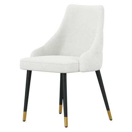 Set of Two White and Black Fabric Dining Side Chairs
