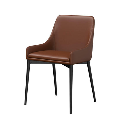 Set of Two Chestnut and Black Faux Leather Dining Side Chairs