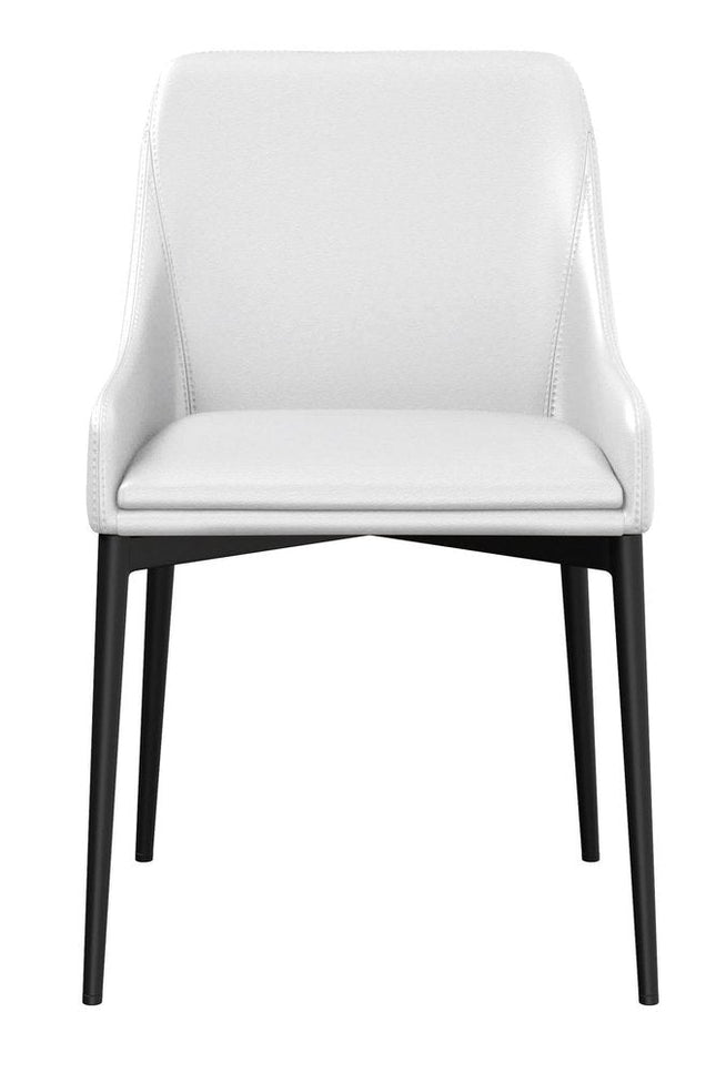 Set of Two White and Black Faux Leather Dining Side Chairs HomeRoots