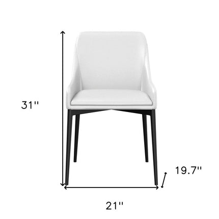 Set of Two White and Black Faux Leather Dining Side Chairs