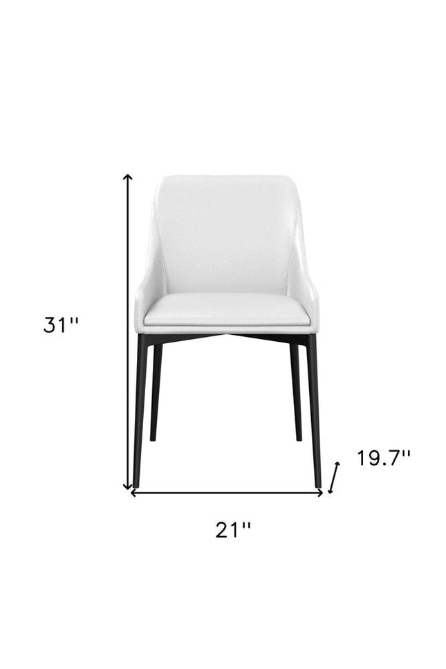 Set of Two White and Black Faux Leather Dining Side Chairs HomeRoots