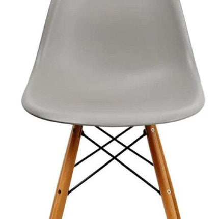 Set of Two Gray and Brown Wood and Heavy Duty Plastic Dining Side Chairs