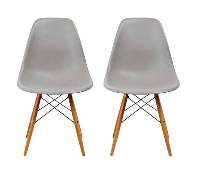 Set of Two Gray and Brown Wood and Heavy Duty Plastic Dining Side Chairs HomeRoots