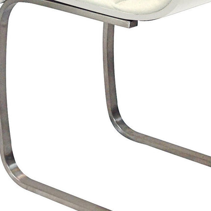 Set of Two White and Silver Faux Leather Dining Side Chairs