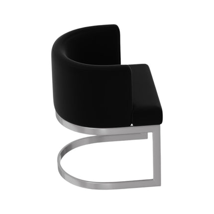 Black and Silver Fabric Wing Back Dining Side Chair