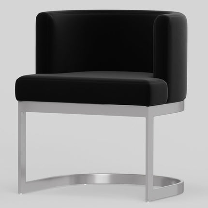 Black and Silver Fabric Wing Back Dining Side Chair