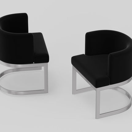 Black and Silver Fabric Wing Back Dining Side Chair