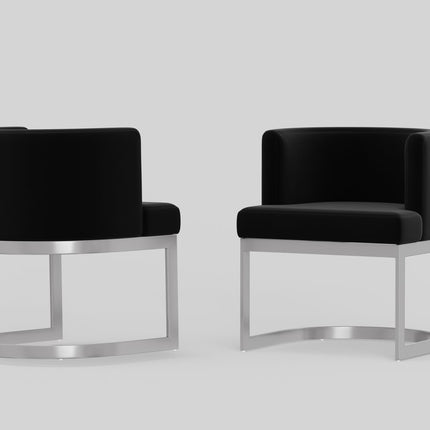 Black and Silver Fabric Wing Back Dining Side Chair