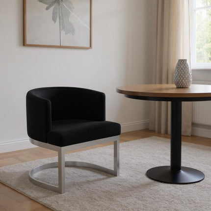 Black and Silver Fabric Wing Back Dining Side Chair