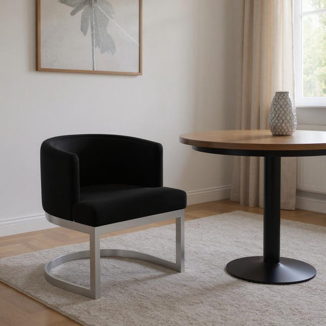 Black and Silver Fabric Wing Back Dining Side Chair HomeRoots