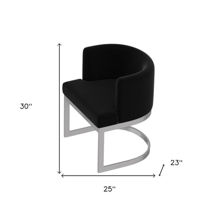 Black and Silver Fabric Wing Back Dining Side Chair