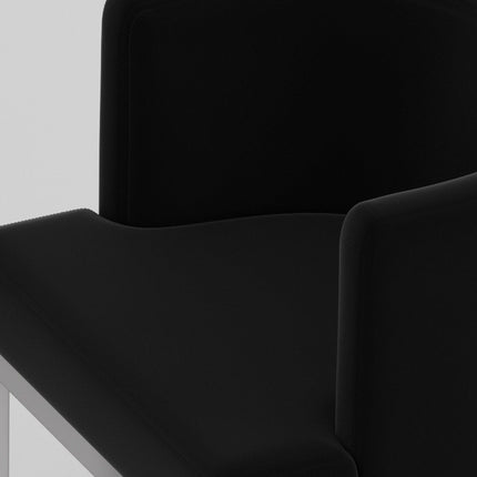 Black and Silver Fabric Wing Back Dining Side Chair