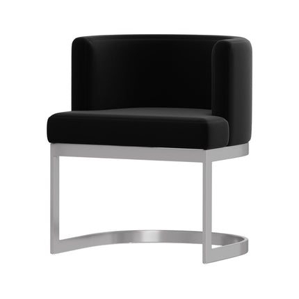 Black and Silver Fabric Wing Back Dining Side Chair